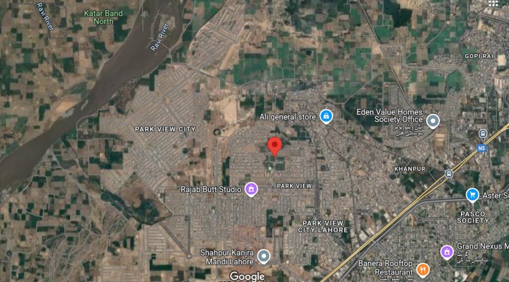 location map green living housing lahore