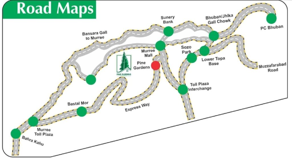 Location map pins gardens murree