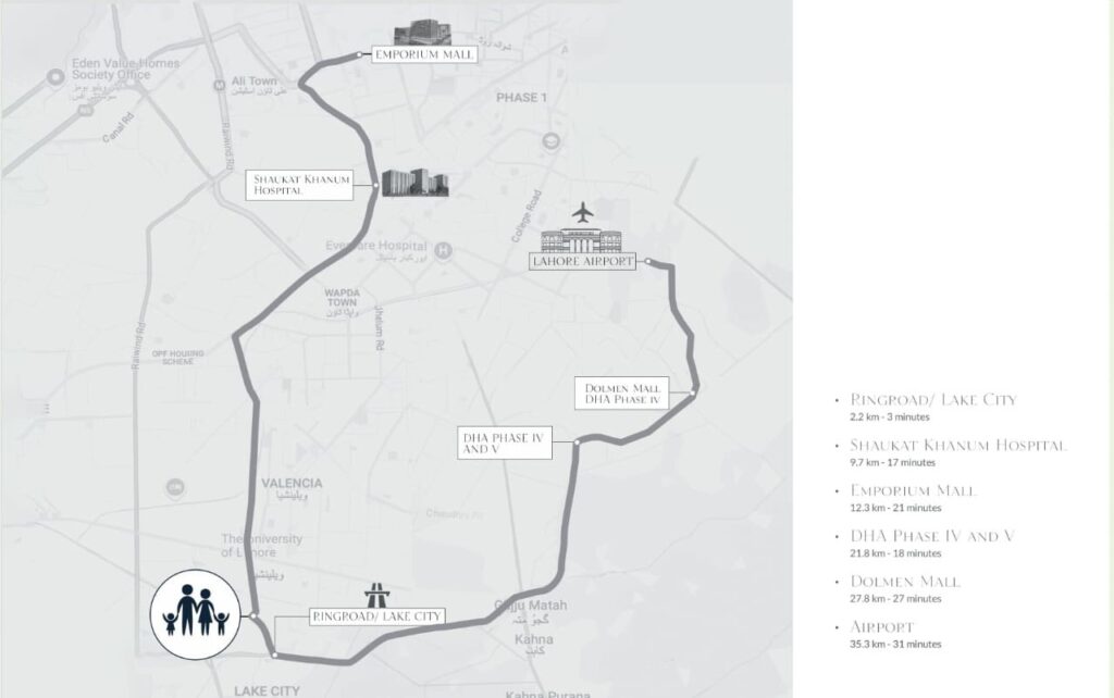 location map 19 Pine Avenue townhouse lahore